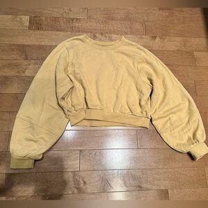 Oak & Fort Cropped Mustard Yellow Crewneck with Enlarged Sleeves Size Small